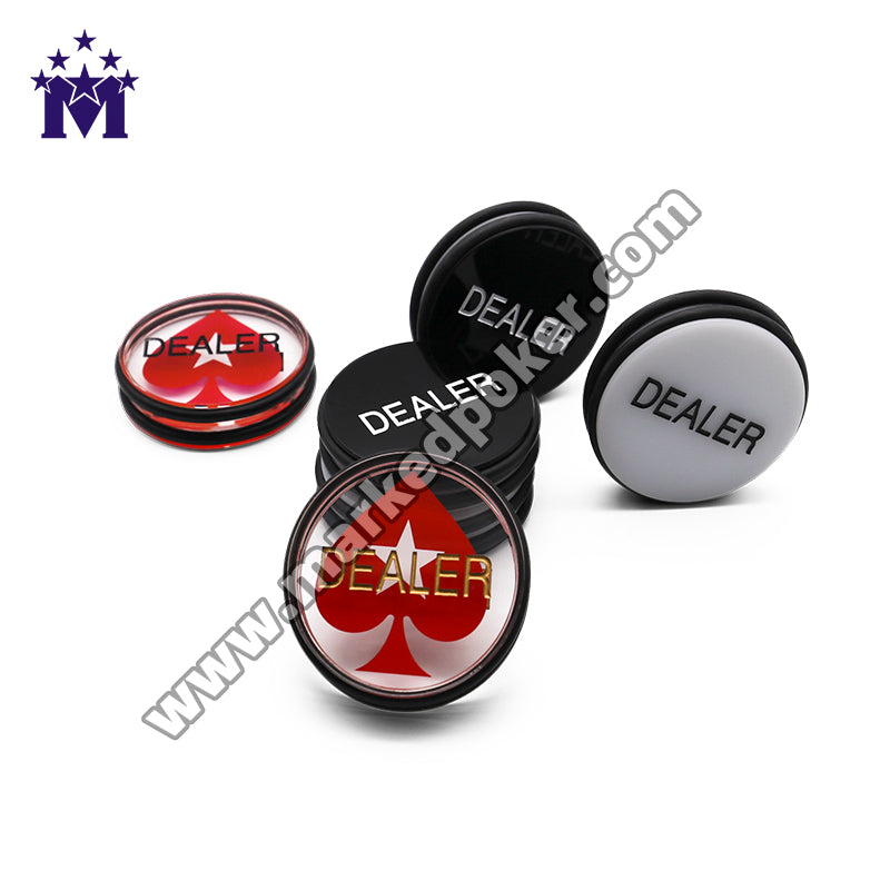 Black And White Double-Sided Engraving Custom Acrylic Round Texas Hold'em Table Game Dealer Button