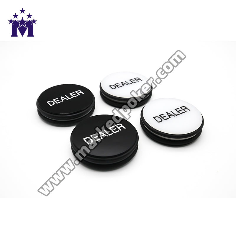 Black And White Double-Sided Engraving Custom Acrylic Round Texas Hold'em Table Game Dealer Button