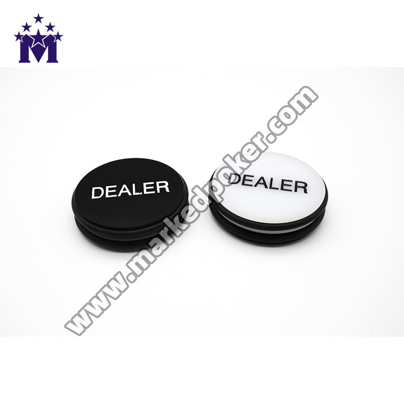Black And White Double-Sided Engraving Custom Acrylic Round Texas Hold'em Table Game Dealer Button
