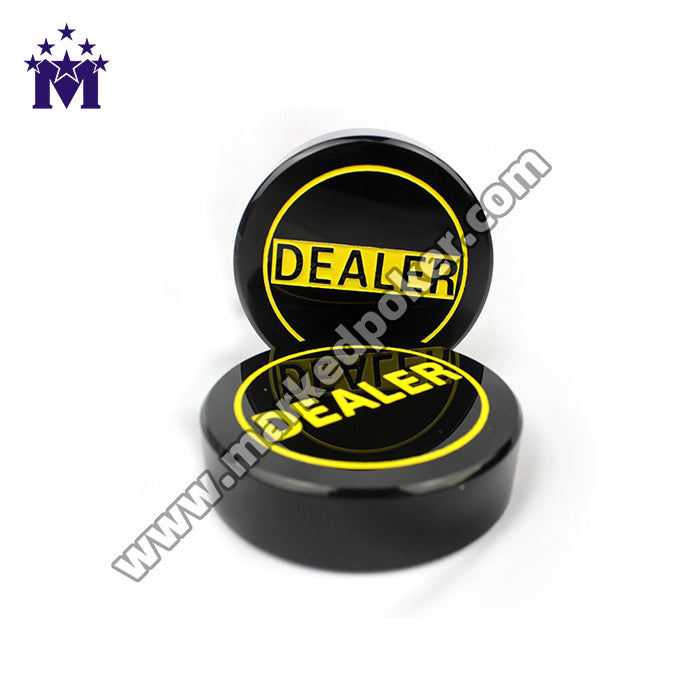 Black And Yellow Double-Sided Engraving Texas Hold'em Poker Table Game Accessories Button