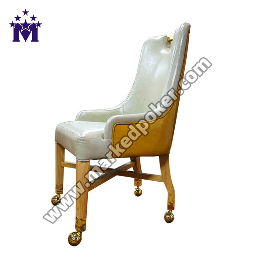 Baccarat Slot Machine Casino Customized Player Chair Leather Solid Wood Sliding Wheelchair