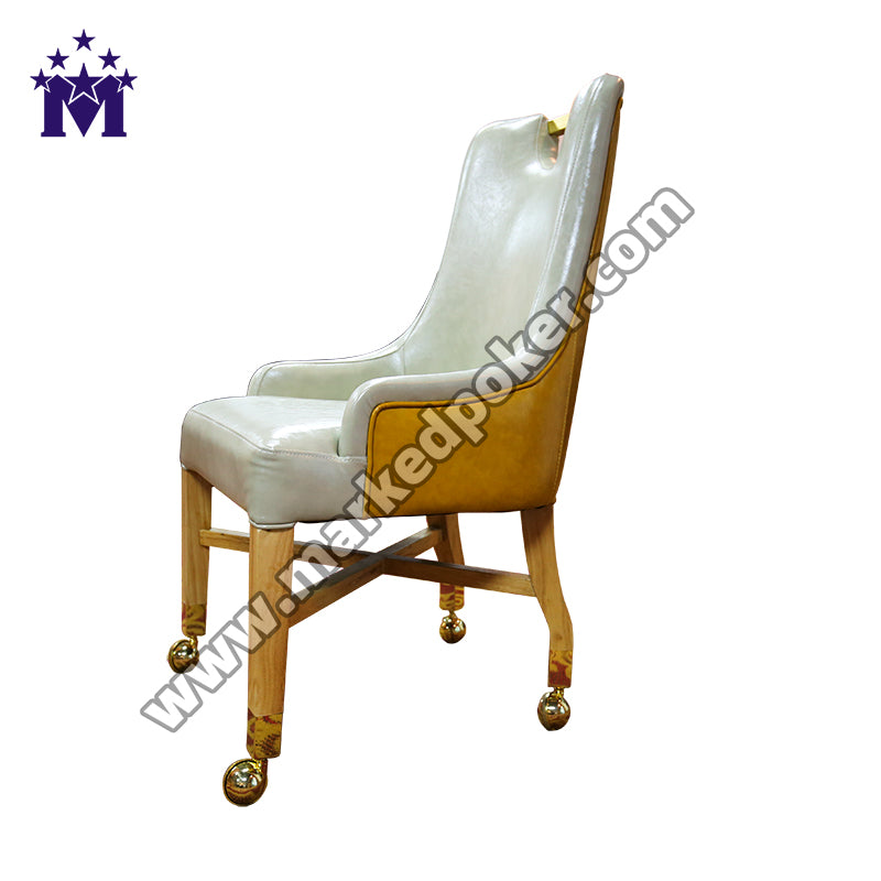 Baccarat Slot Machine Casino Customized Player Chair Leather Solid Wood Sliding Wheelchair
