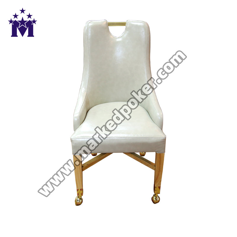 Baccarat Slot Machine Casino Customized Player Chair Leather Solid Wood Sliding Wheelchair