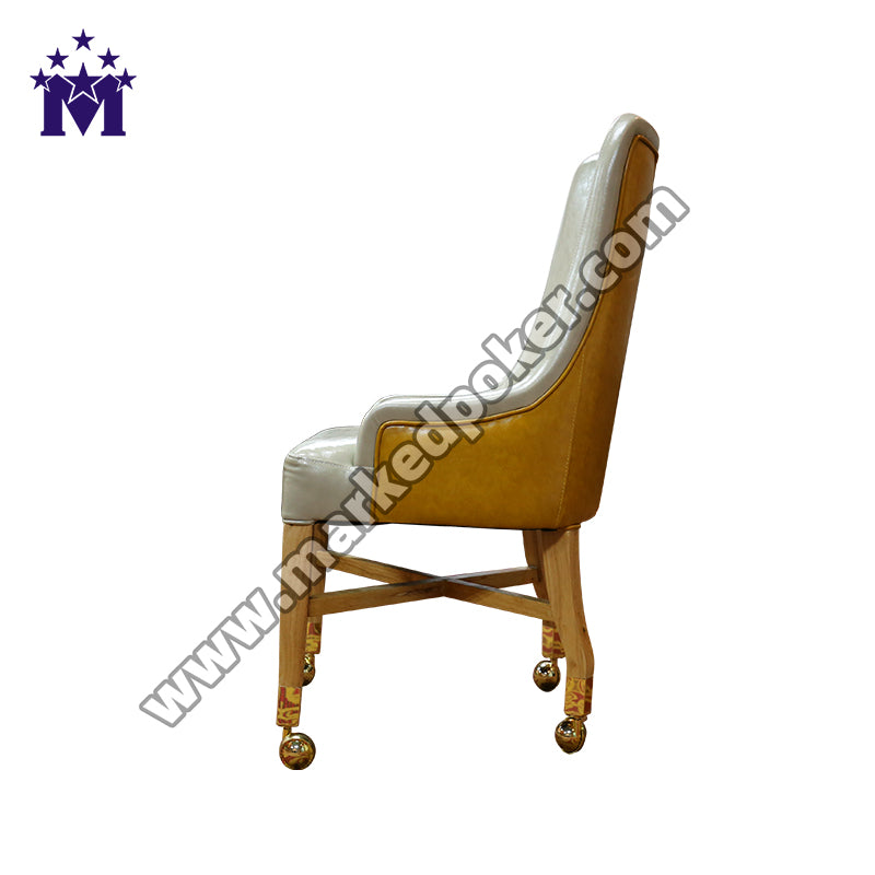 Baccarat Slot Machine Casino Customized Player Chair Leather Solid Wood Sliding Wheelchair