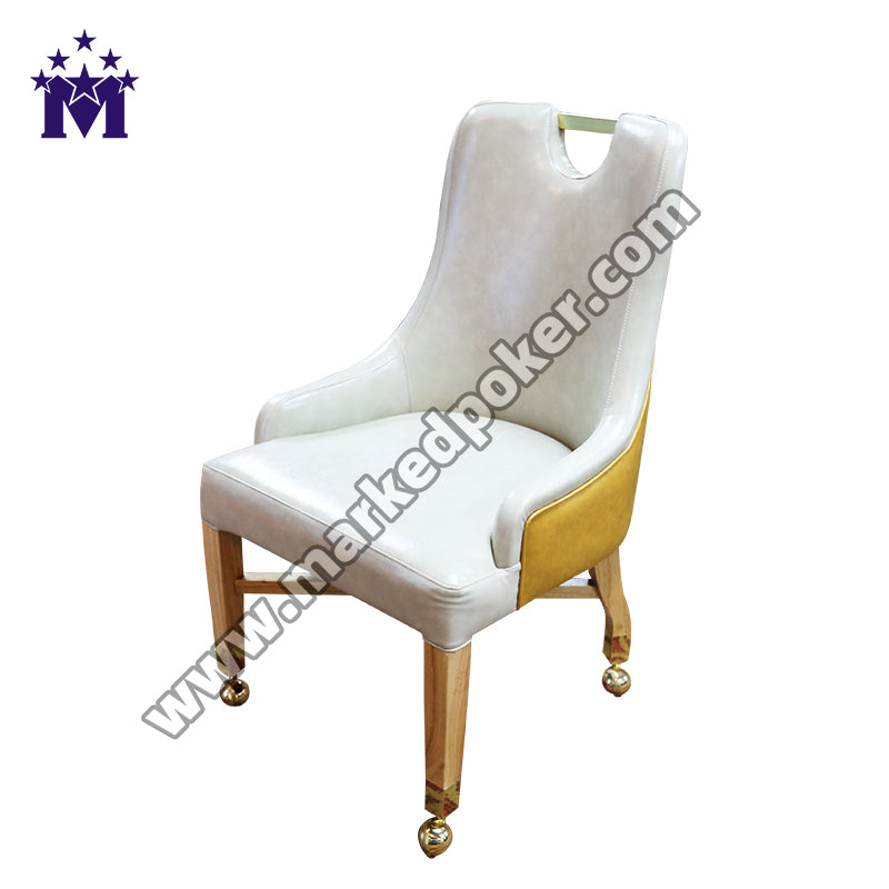 Baccarat Slot Machine Casino Customized Player Chair Leather Solid Wood Sliding Wheelchair