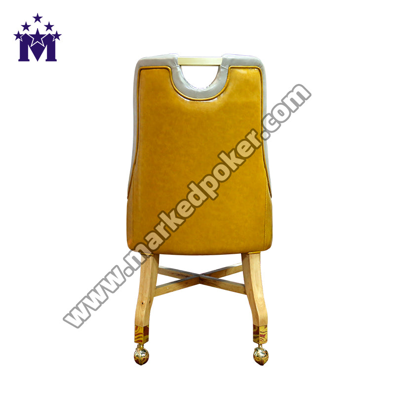 Baccarat Slot Machine Casino Customized Player Chair Leather Solid Wood Sliding Wheelchair
