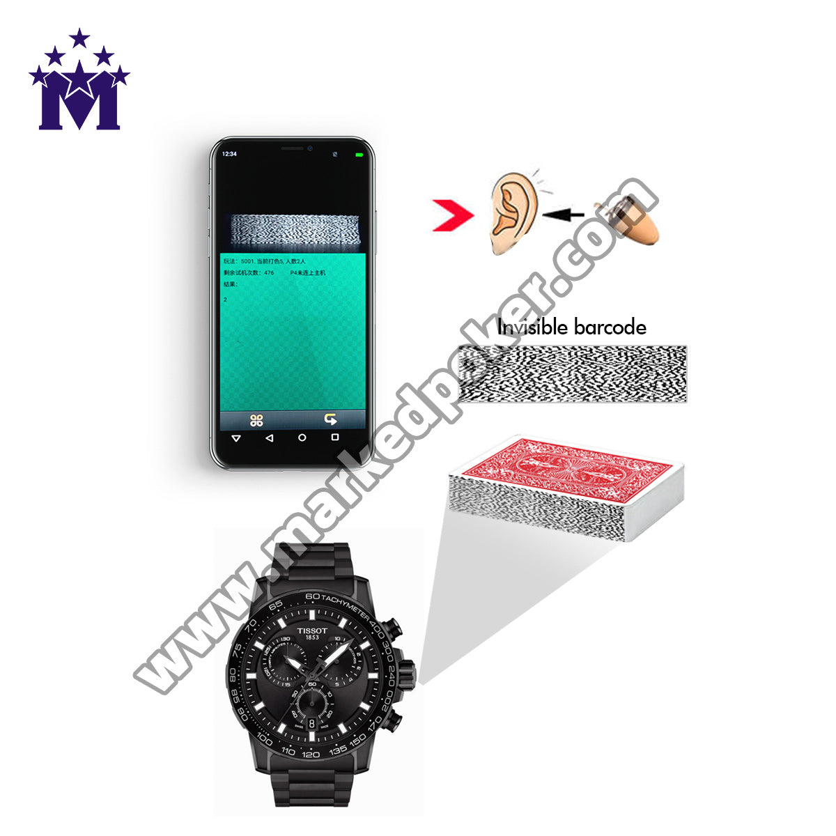 Watch Playing Cards Camera Barcode Cards Reader